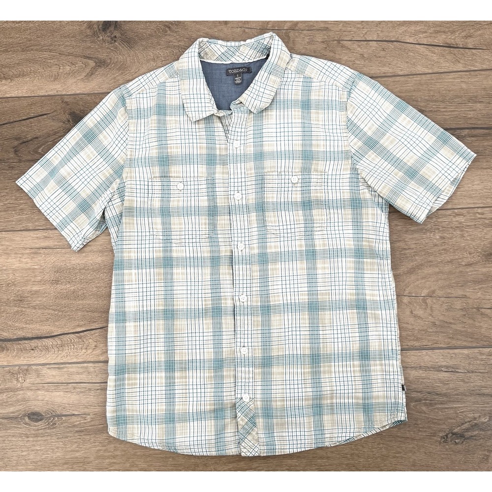 Toad&Co Men's Plaid Button Down Shirt Size Small Organic‎ Cotton Short Sleeve